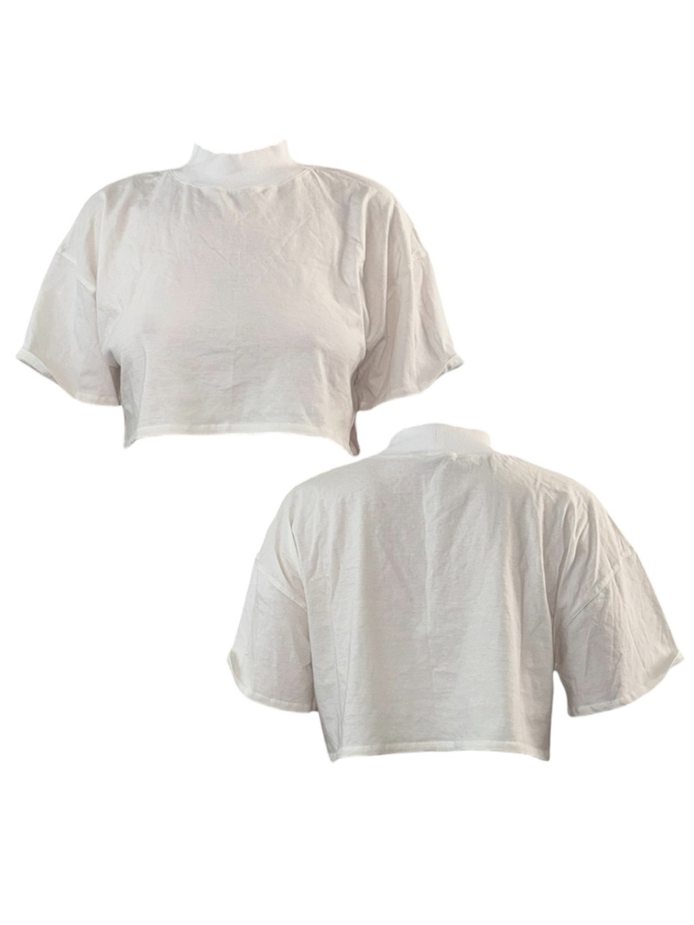 ASOS White Cropped Mock Neck Top